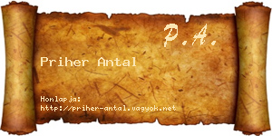 Priher Antal névjegykártya